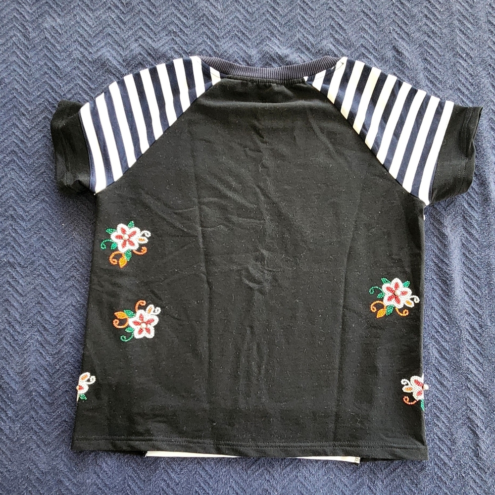 Dolce & Gabbana White, Navy & Black DG Logo Striped Sleeve Tee - Picture 2 of 5